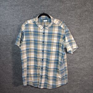 Columbia Sportswear Shirt Blue Plaid Cotton Casual Everyday Wear Button Up